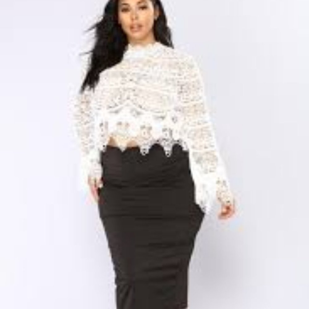 Ivory white lace top with long sleeves